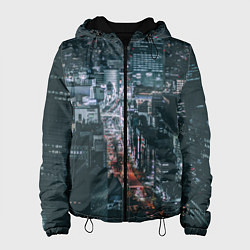 Женская куртка Ночные улицы города с высоты - Белый