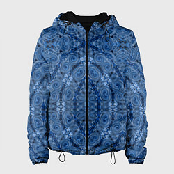 Куртка с капюшоном женская Gray blue ethnic arabic ornament, цвет: 3D-черный