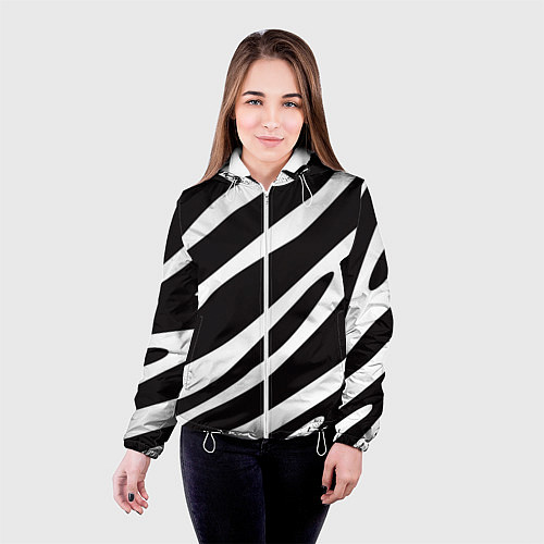 Женская куртка Анималистичный рисунок зебра / 3D-Белый – фото 4