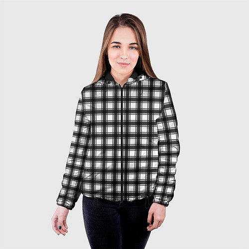 Женская куртка Black and white trendy checkered pattern / 3D-Черный – фото 4