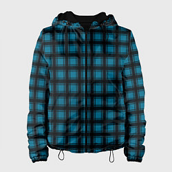 Куртка с капюшоном женская Black and blue plaid, цвет: 3D-черный