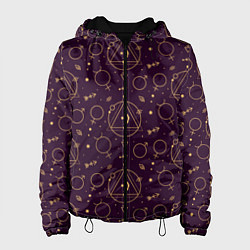 Куртка с капюшоном женская Эзотерическая символика - знаки алхимии, цвет: 3D-черный