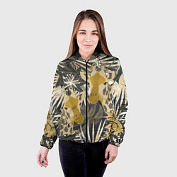 Куртка с капюшоном женская Жирафы в тропиках, цвет: 3D-черный — фото 2
