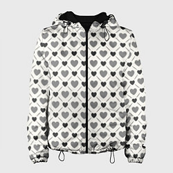 Женская куртка Сердечки черно-белые паттерн