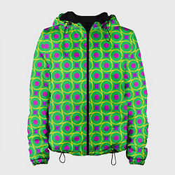 Женская куртка Фиолетовые кружочки на зеленом фоне