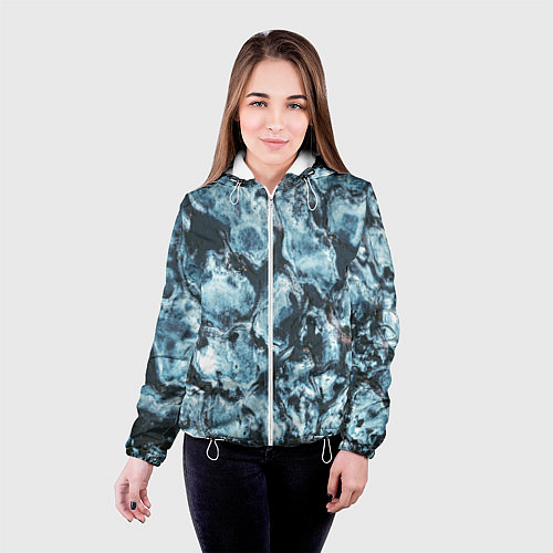 Женская куртка Холодная ледяная броня - Синий / 3D-Белый – фото 4