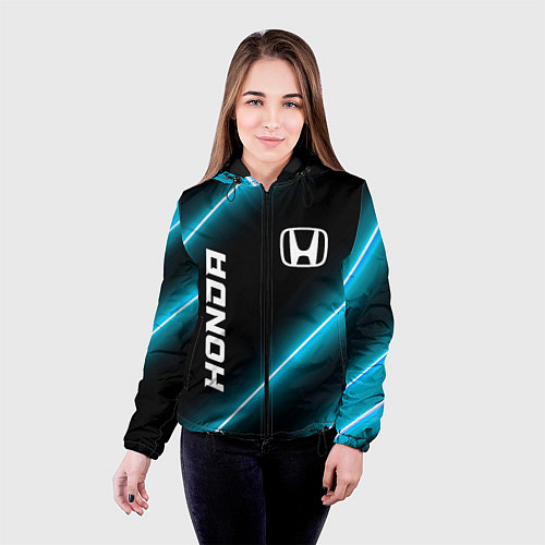 Женская куртка Honda неоновые лампы / 3D-Черный – фото 4