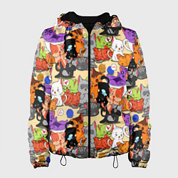 Куртка с капюшоном женская Котики-такие котики, цвет: 3D-черный