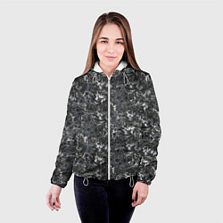 Куртка с капюшоном женская Темно серый графитовый с текстурой камня, цвет: 3D-белый — фото 2