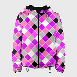 Женская куртка Розовый черный узор в клетку