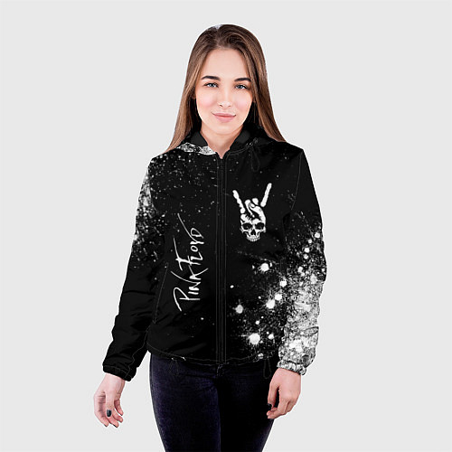 Женская куртка Pink Floyd и рок символ на темном фоне / 3D-Черный – фото 4