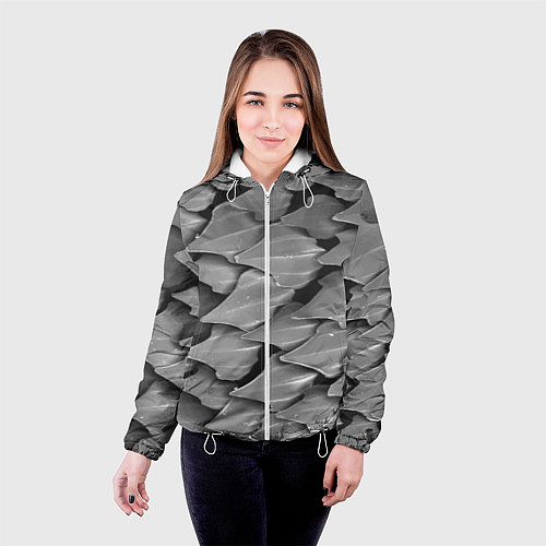 Женская куртка Кожа акулы - броня / 3D-Белый – фото 4