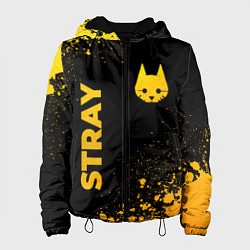 Куртка с капюшоном женская Stray - gold gradient: символ и надпись вертикальн, цвет: 3D-черный