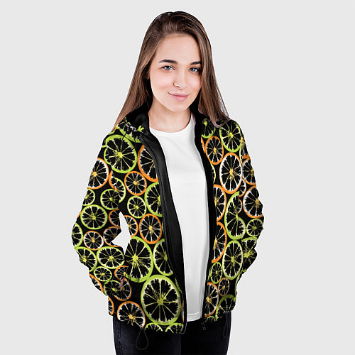 Женская куртка Цитрусовый микс / 3D-Черный – фото 3