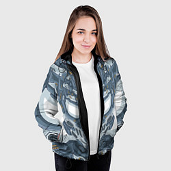 Куртка с капюшоном женская Костюм серого робота, цвет: 3D-черный — фото 2