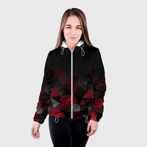 Женская куртка Черно-красный геометрический / 3D-Белый – фото 4