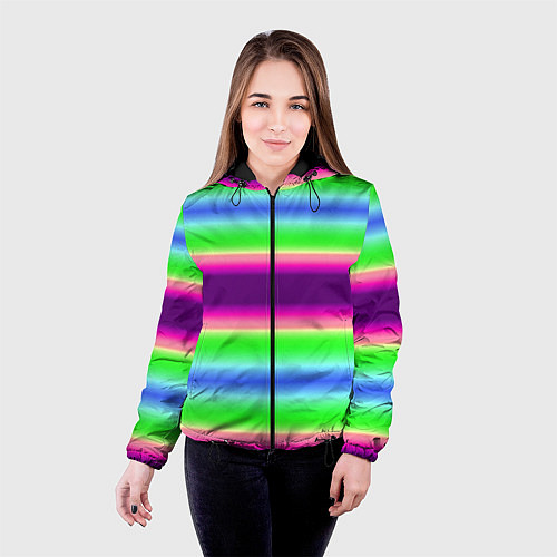 Женская куртка Яркие разноцветные размытые полосы / 3D-Черный – фото 4