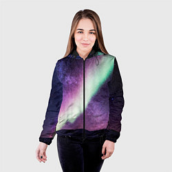 Куртка с капюшоном женская Ночное северное сияние, цвет: 3D-черный — фото 2