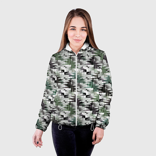 Женская куртка Абстрактный камуфляжный светлый / 3D-Белый – фото 4