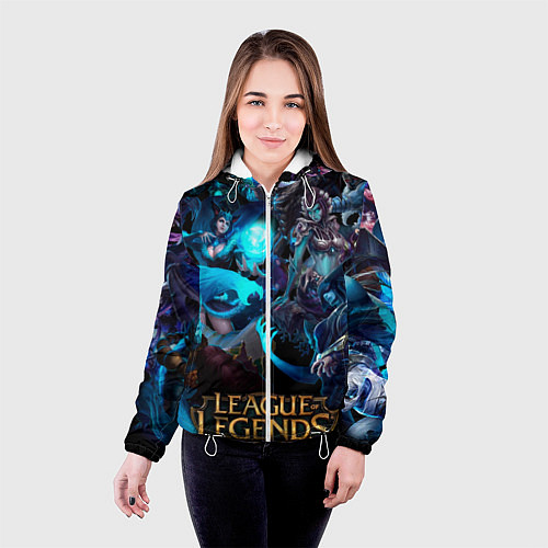Женская куртка Коллаж LoL - Legue of Legends / 3D-Белый – фото 4