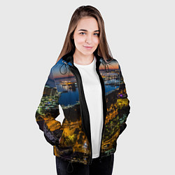 Куртка с капюшоном женская Ночной город с высоты, цвет: 3D-черный — фото 2