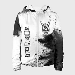 Женская куртка Sex Pistols и рок символ на светлом фоне