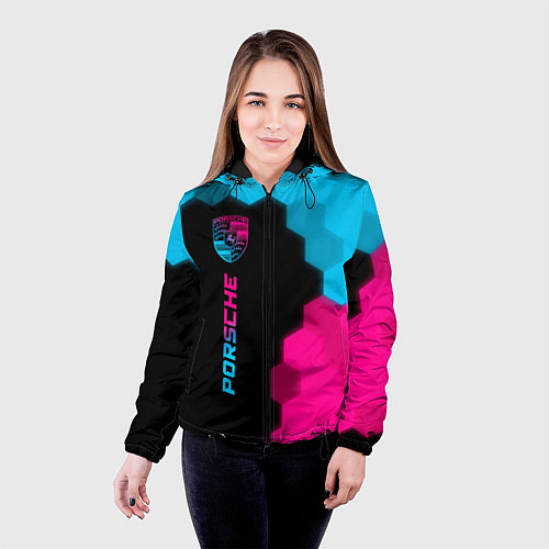 Женская куртка Porsche - neon gradient: по-вертикали / 3D-Черный – фото 4