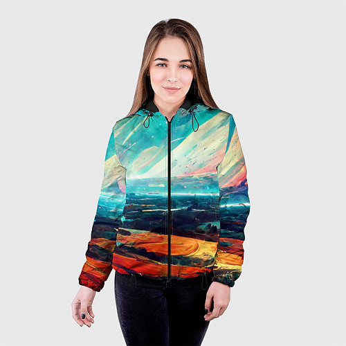 Женская куртка Космический ландшафт / 3D-Черный – фото 4