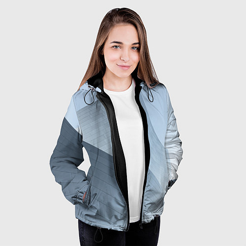 Женская куртка Абстрактная геометрическая серебряная постройка / 3D-Черный – фото 3