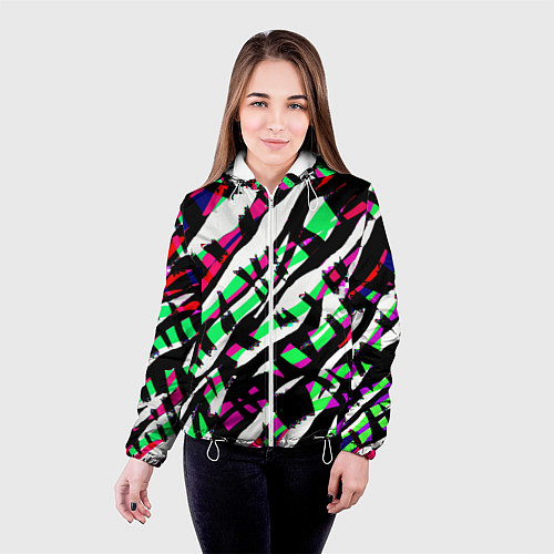 Женская куртка Разноцветная Зебра / 3D-Белый – фото 4