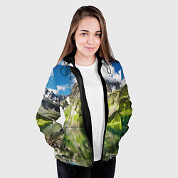 Куртка с капюшоном женская Живописное горное озеро, цвет: 3D-черный — фото 2