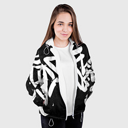 Куртка с капюшоном женская Иероглифы в стиле граффити, цвет: 3D-белый — фото 2