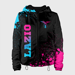 Куртка с капюшоном женская Lazio - neon gradient: символ и надпись вертикальн, цвет: 3D-черный