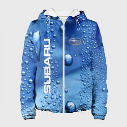 Куртка с капюшоном женская Subaru - капли, цвет: 3D-белый