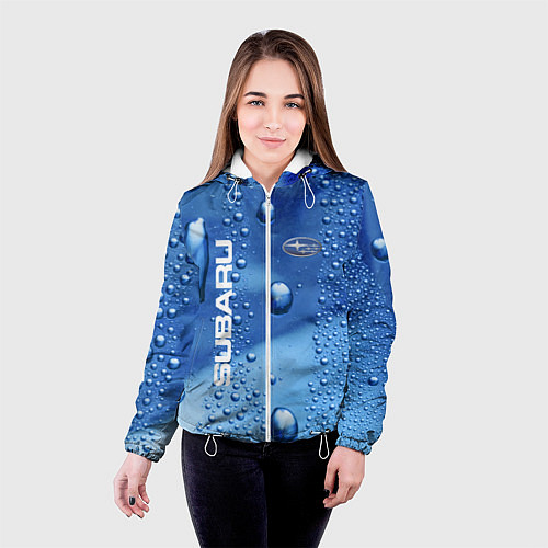Женская куртка Subaru - капли / 3D-Белый – фото 4