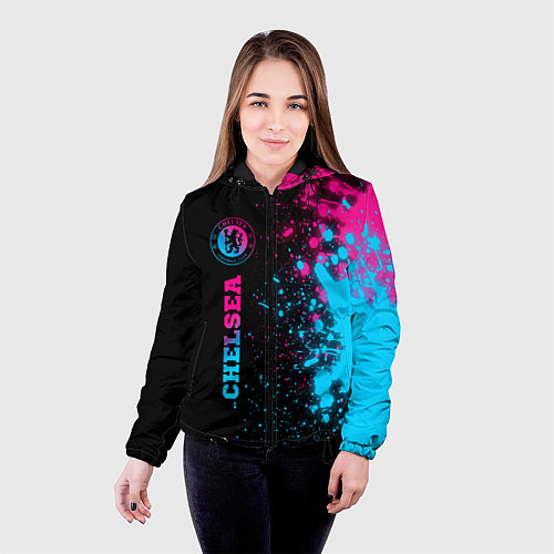 Женская куртка Chelsea - neon gradient: по-вертикали / 3D-Черный – фото 4
