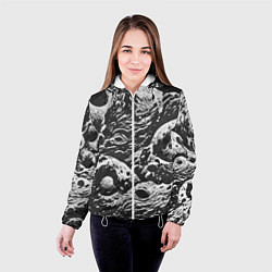 Куртка с капюшоном женская Тёмный космический паттерн, цвет: 3D-белый — фото 2