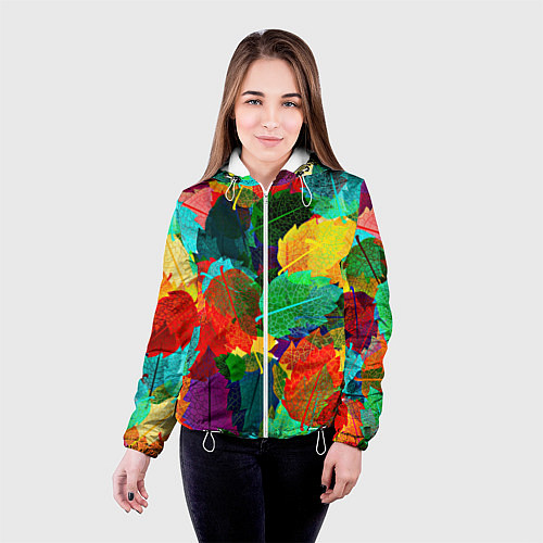 Женская куртка Colored leaves / 3D-Белый – фото 4