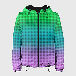 Куртка с капюшоном женская Gradient lilac green plaid, цвет: 3D-черный