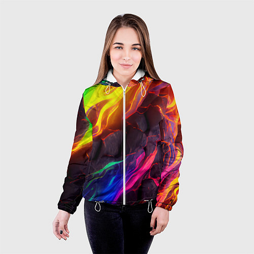 Женская куртка Neon rainbow lava / 3D-Белый – фото 4