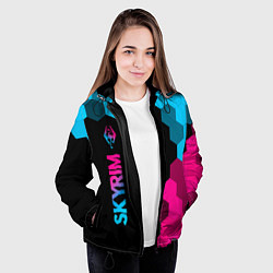 Куртка с капюшоном женская Skyrim - neon gradient: по-вертикали, цвет: 3D-черный — фото 2