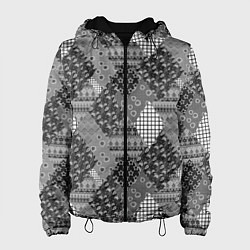 Женская куртка Black and White Ethnic Patchwork Pattern