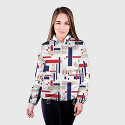 Куртка с капюшоном женская Геометрический узор Орион красно-синий на белом, цвет: 3D-белый — фото 2