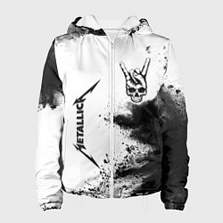 Куртка с капюшоном женская Metallica и рок символ на светлом фоне, цвет: 3D-белый