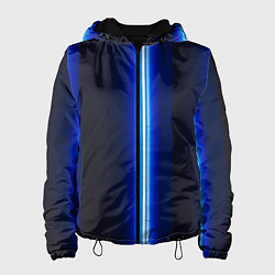 Куртка с капюшоном женская Неоновое синее свечение, цвет: 3D-черный