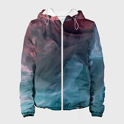 Куртка с капюшоном женская Розовый и синий дым во тьме, цвет: 3D-белый