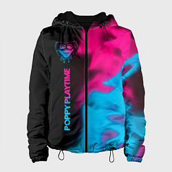 Куртка с капюшоном женская Poppy Playtime - neon gradient: по-вертикали, цвет: 3D-черный