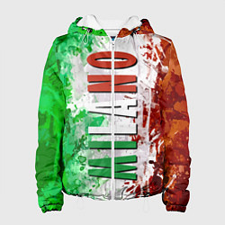 Куртка с капюшоном женская Флаг Италии - кляксы, цвет: 3D-белый