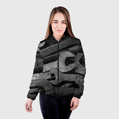 Женская куртка Композиция из гаечных ключей / 3D-Черный – фото 4