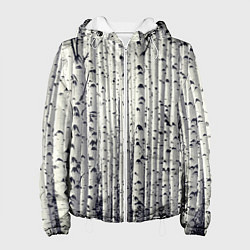 Куртка с капюшоном женская Русские берёзки - роща, цвет: 3D-белый